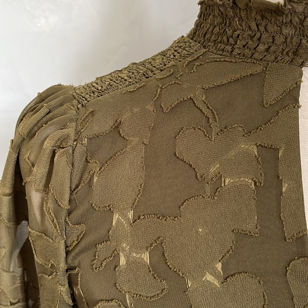Tommy Hilfiger Army green pullover floral chiffon dress w/long sleeves Size 2 - Picture 7 of 14